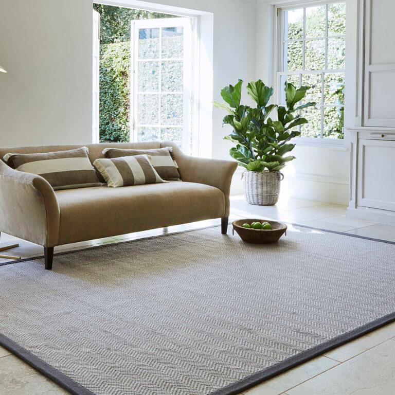 Natural weave Herringbone Grey Rug from Jacaranda carpets