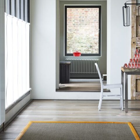 Linen and Wool Black Leather Rug from Crucial Trading Rugs