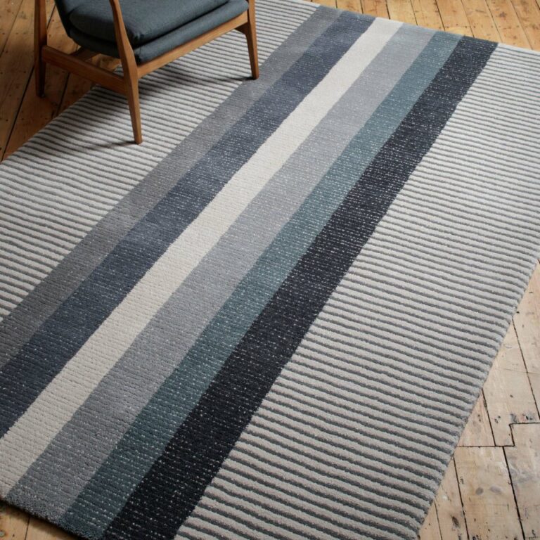 Bloomsbury Stripe and Slate rug by Roger Oates Designs